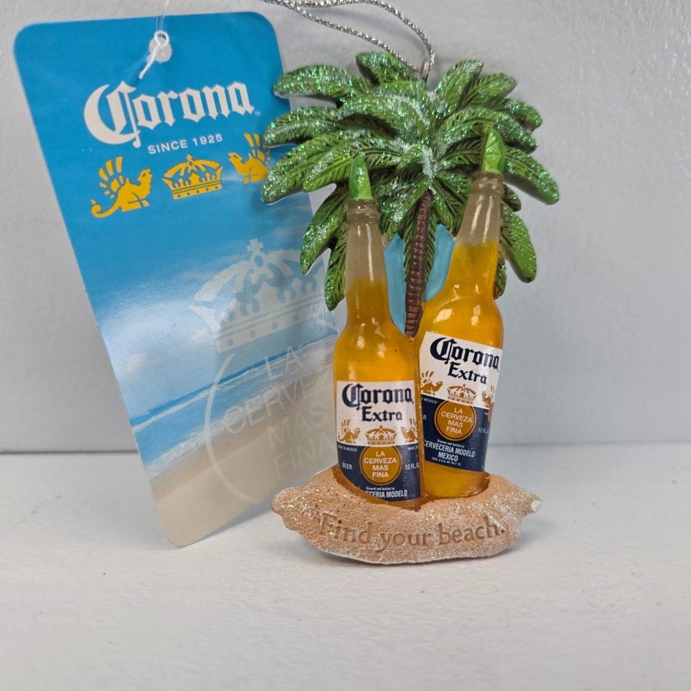 Kurt S Adler Corona Extra Beer Bottle Palm Tree Christmas Ornament CE2163 NWT